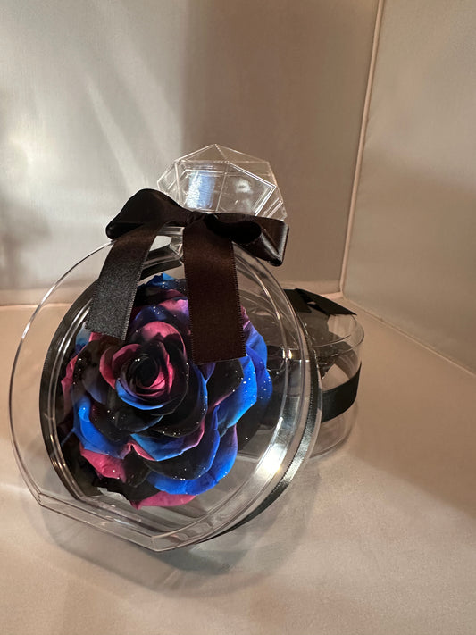 Perfume Bottle with Multi Color Preserved Rose