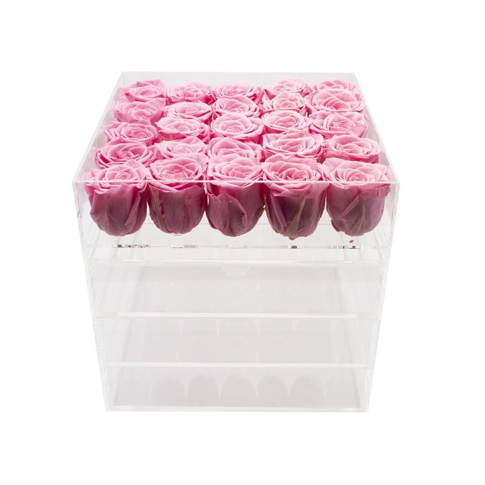 Twenty-five Preserved Roses in Clear Display - Juliet's Roses