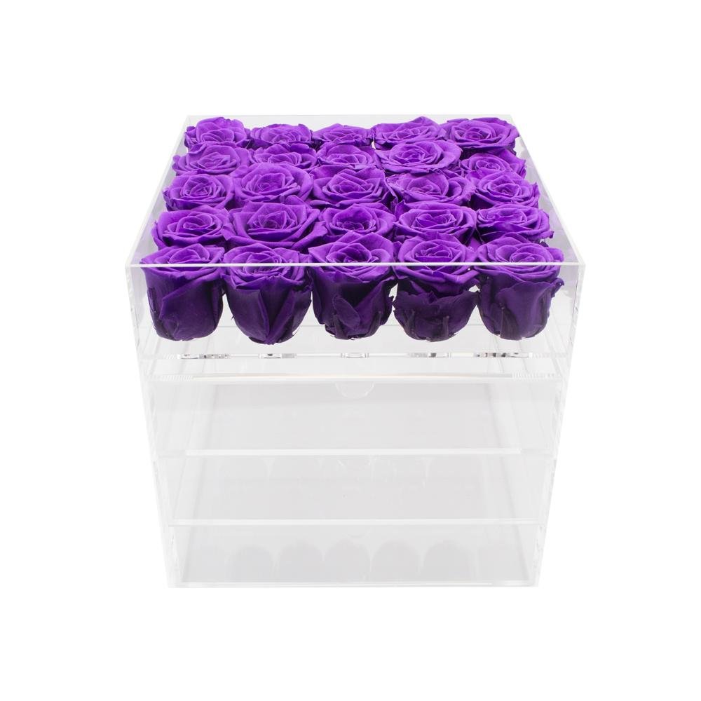 Twenty-five Preserved Roses in Clear Display - Juliet's Roses