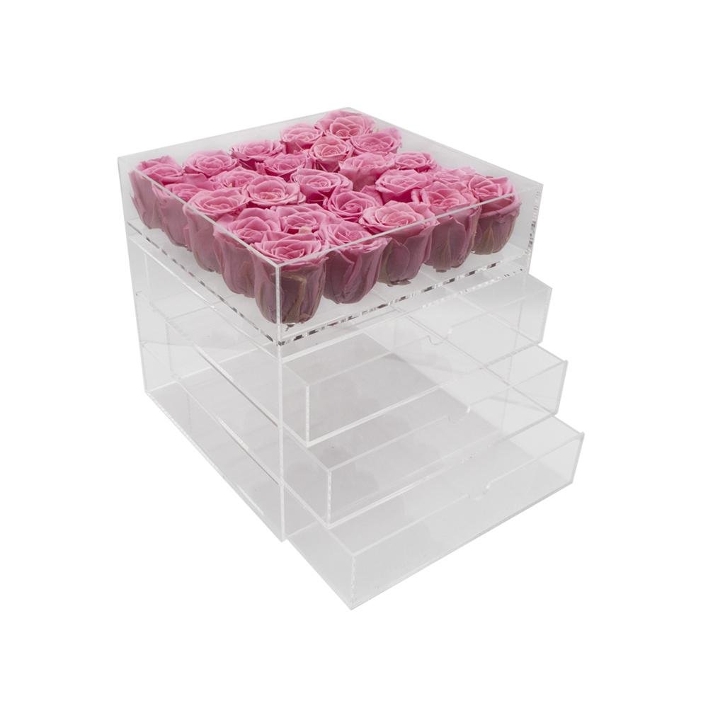 Twenty-five Preserved Roses in Clear Display - Juliet's Roses