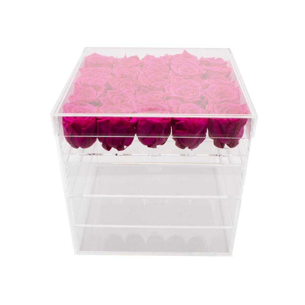 Twenty-five Preserved Roses in Clear Display - Juliet's Roses