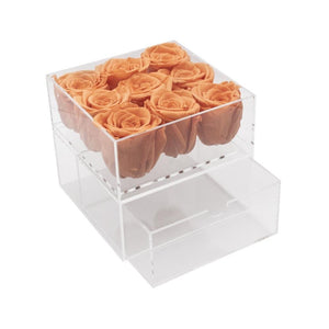 Clear Nine- 9 Preserved Roses in Clear Display - Juliet's Roses