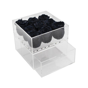 Clear Nine- 9 Preserved Roses in Clear Display - Juliet's Roses