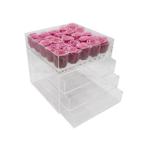 Twenty-five Preserved Roses in Clear Display - Juliet's Roses