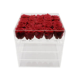Twenty-five Preserved Roses in Clear Display - Juliet's Roses